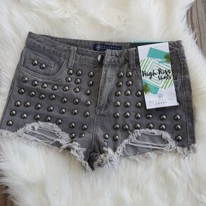 Boom Boom Jeans High Rise Studded Shorts